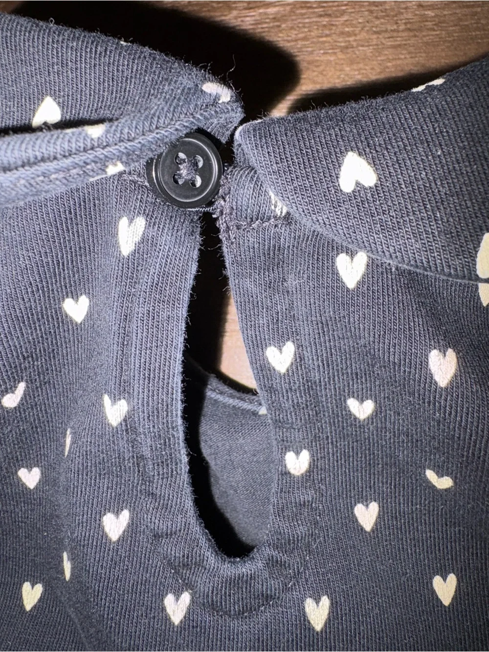 Hanna Andersson Black Top with Ivory Heart Print and Peter Pan Collar